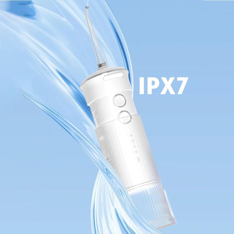 Munddusche Tragbar Zahnwasserstrahler USB Wiederaufladbar Wasserstrahl-Zahnreiniger mit 3 Düsen 200ml IPX7 1800 U/min