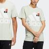 Adidas Logo Print Crew Neck Short Sleeve T-Shirt Unisex Tops Green HN9046