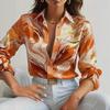 Womens Casual Loose Button Long Sleeve Floral Print Shirt