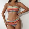 Trend Bedruckter Nacken-Sling Bikini Split Set