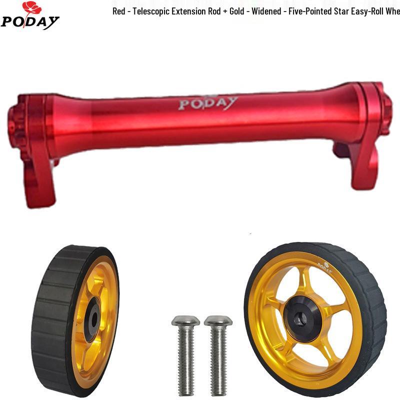 Brompton 3sixty Folding Bike Aluminum Alloy Easy-Roll Wheels & Telescopic Extension Rod
