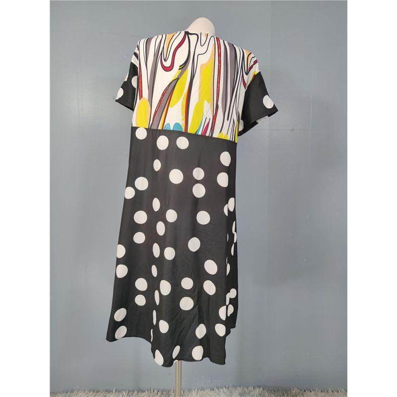 Foreign Trade Order Plus size Style Polka Dot Abstract Short sleeve Personality Elegant Casual Slimming Meat Covering Loose Fashion Dress