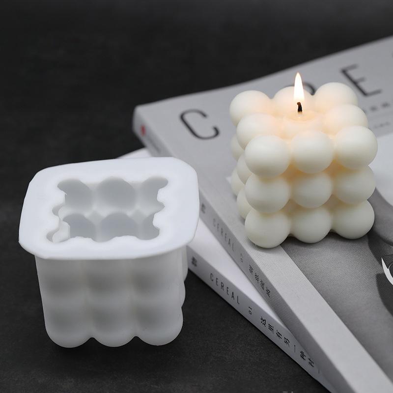 3D Cube Silicone Candle Mold DIY Crystal Epoxy Mould Small Round Ball Soap Molds Candle Making Tool Handcraft Decor Supplies