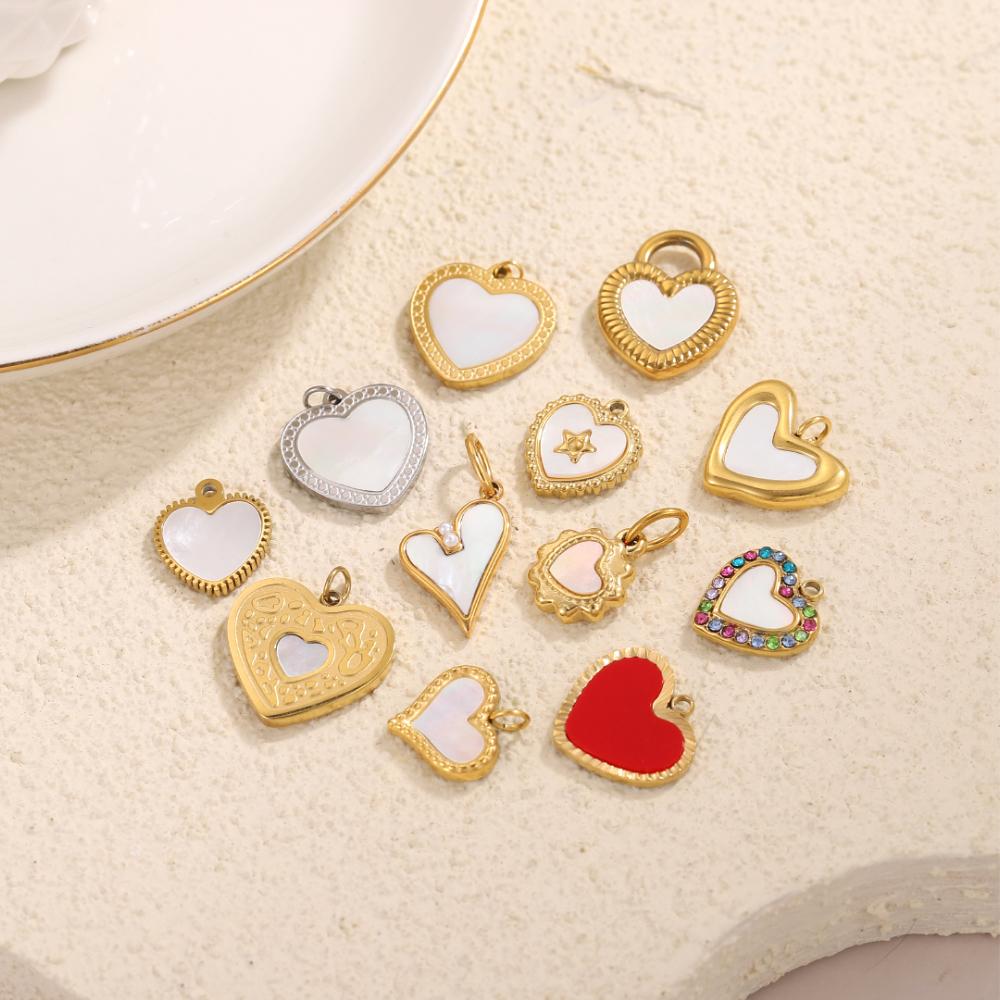 CARLIDANA New Fashion Pendants Charms Heart-shaped Stainless Steel Plated Gold Zircon Pendant Love Red Enamel Women's Gifts