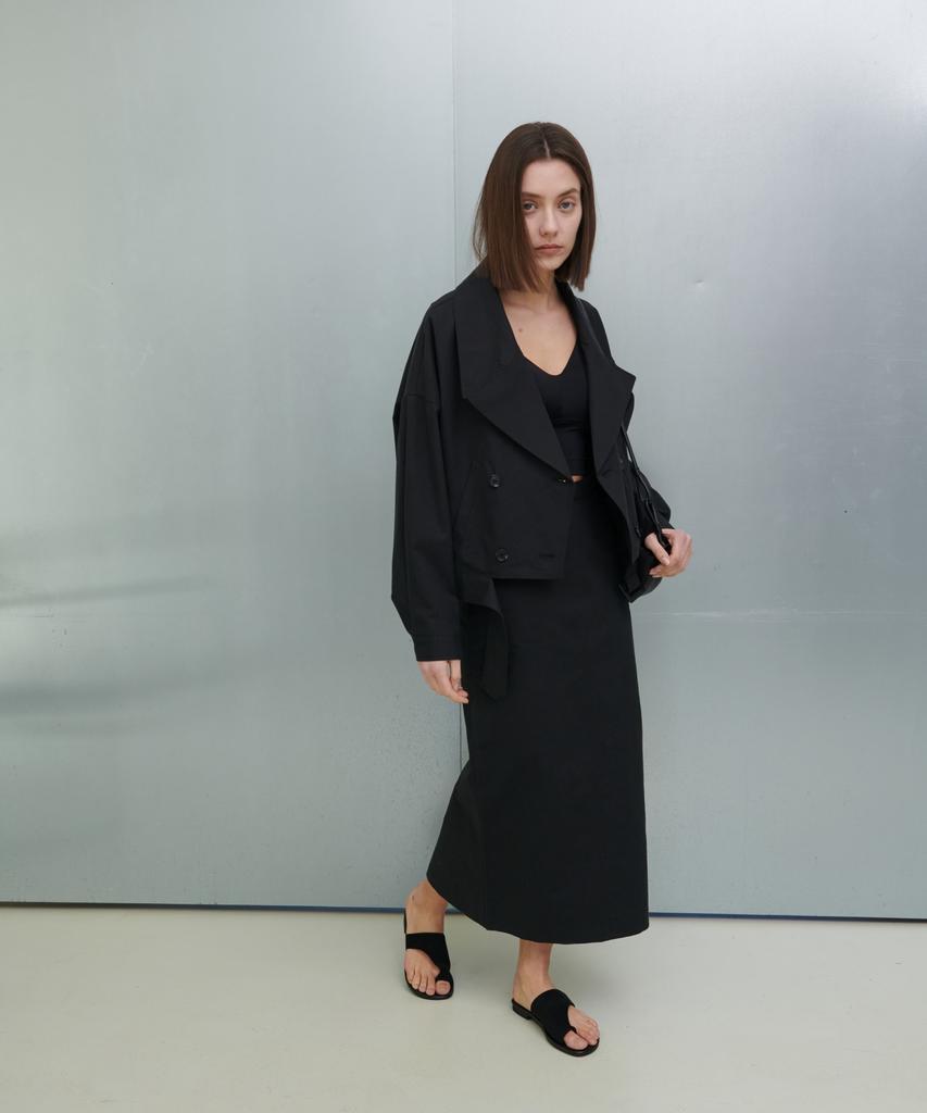 Oyy Crop Double Trench_Black