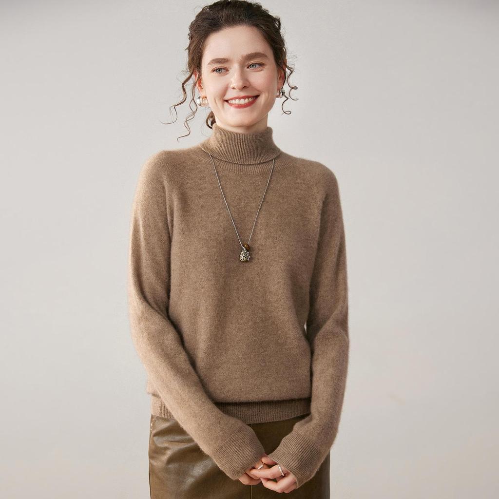 High Neck Cashmere Loose Knit Sweater for Women
