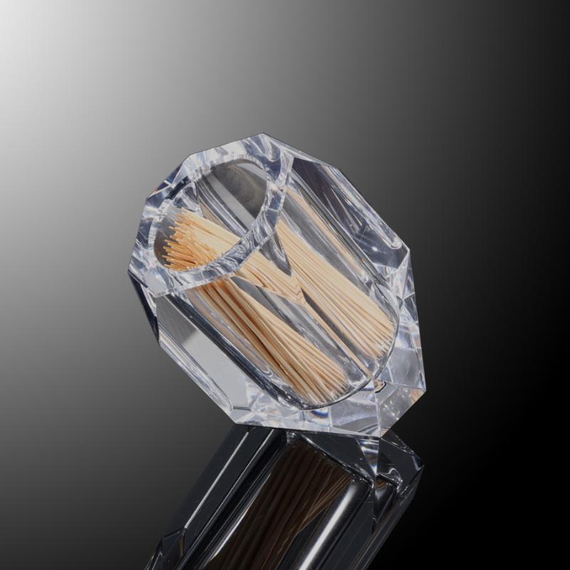 Minimalism Toothpick Dispenser Crystal Glass Toothpick Holder Clear Glass Cotton Swab Storage Jar Table Decoration & Accessories