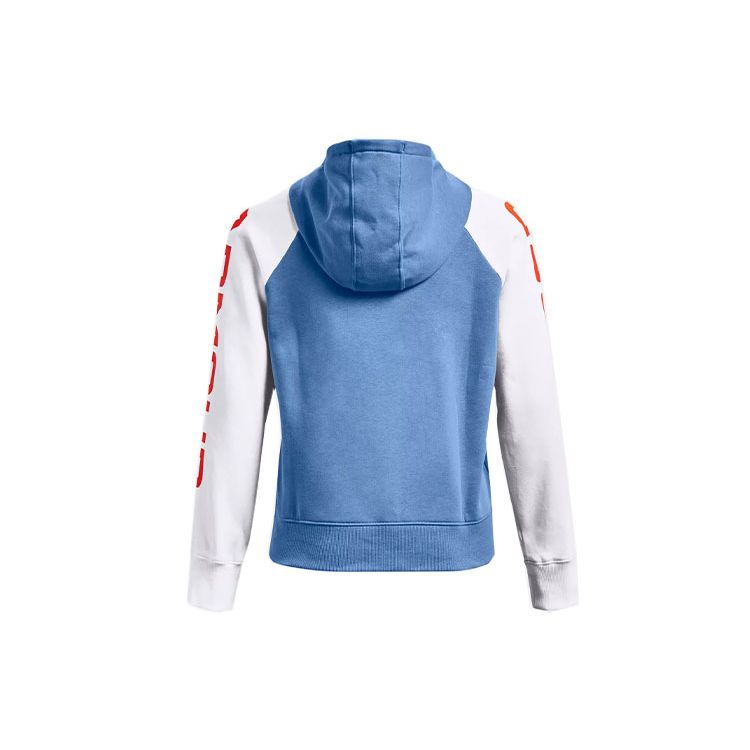 Under Armour Logo Pattern Color Block Loose Fleece American Hoodie Women hoodies Blue 1365861-488