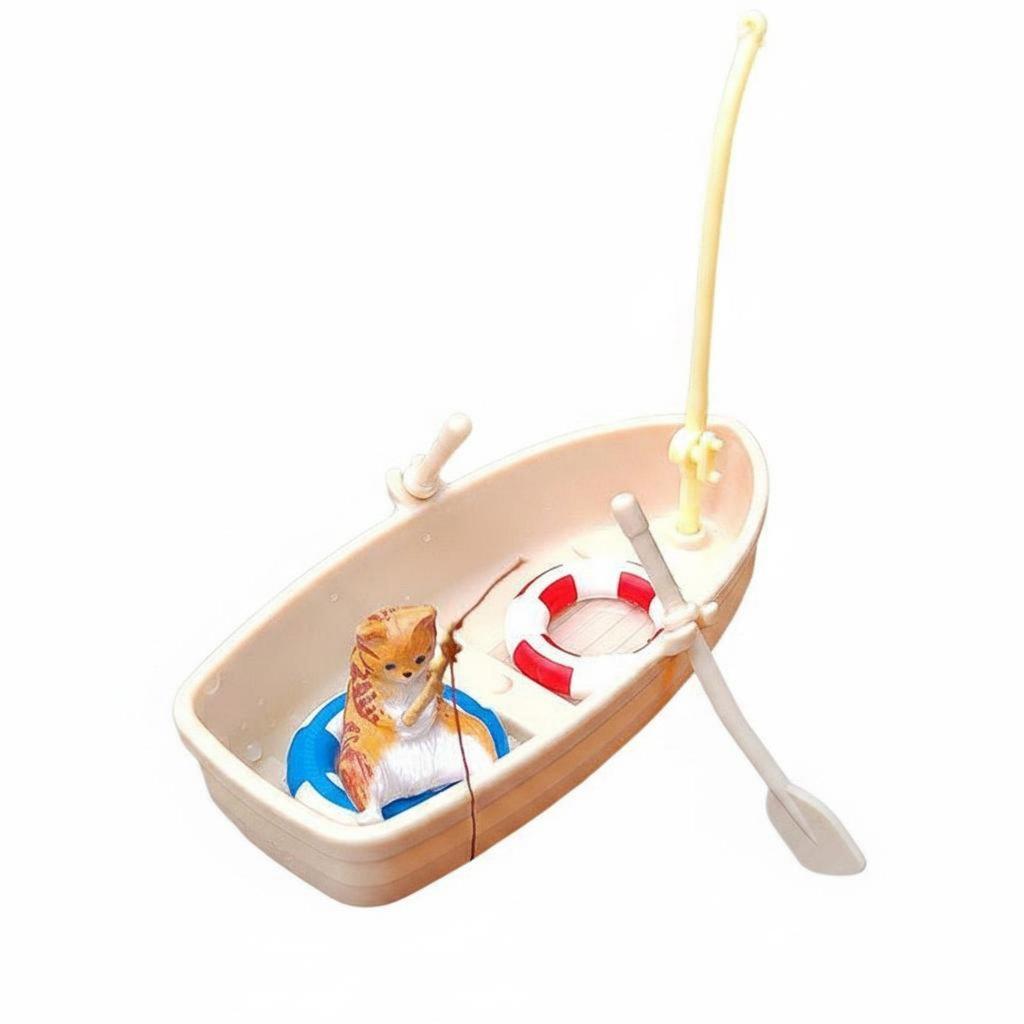 Miniature Floating Boat Mini Fishing Model for Desktop, DIY Enthusiasts