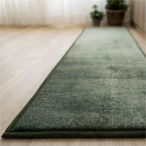 Sayan Sayan Discharge-Dyed Rug, Cool Kitchen Mat, Non-Slip, 45x240mm, Olive Green