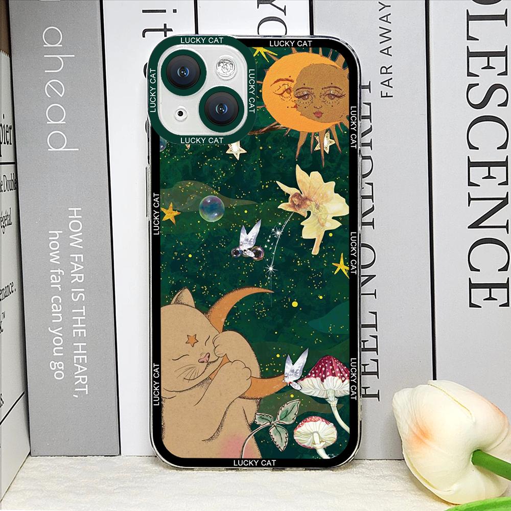 Abstract Art Cat Phone Case for IPhone 16 15 14 13 12 11 Pro Max 12 13 Mini XS X XR 16 15 14 7 8 Plus SE2 Shockproof Soft Covers