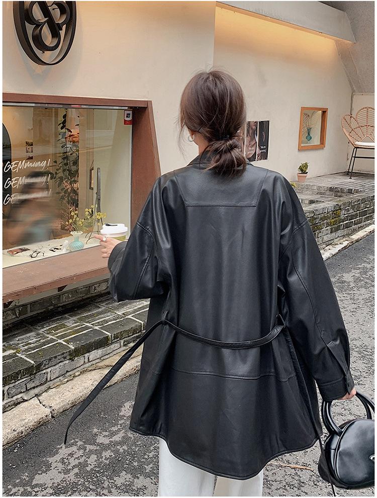 2024 Black PU Leather Women's Waistcoat: Autumn Hong Kong Style, Loose and Slim, Trendy and Cool.