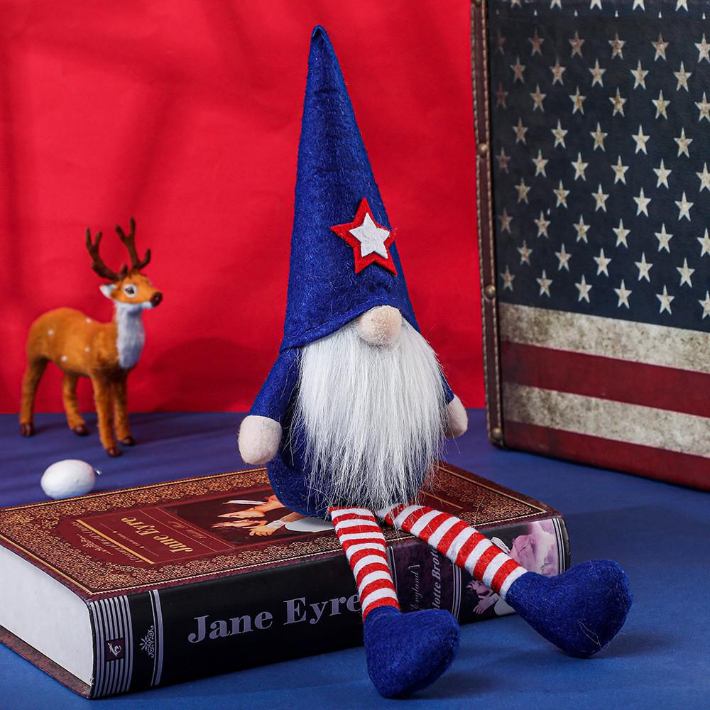 Creative Independence Day Gnome Doll Figurine With Patriotic Hat And Legs For Festive Decor