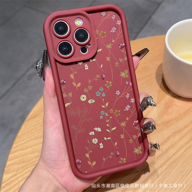 Line flower for iPhone11/12/13/14/15 mobile phone case Apple 16promax all-inclusive X/XS