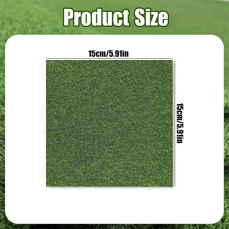 4/6Pcs Fake Grass Sheets 15x15cm Fake Grass Mat Set Miniature Artificial Model Grass Miniature Garden and Dollhouse Decoration