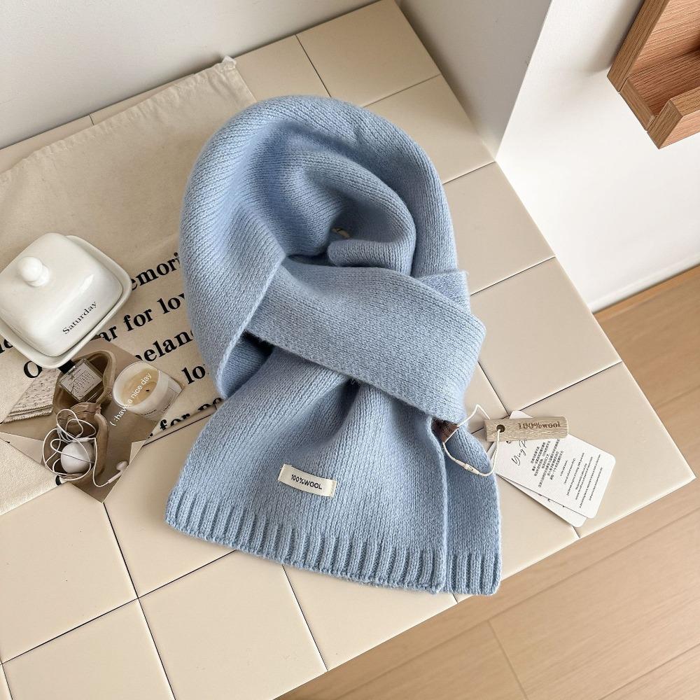 Gestrickter Schal Damen Wolle Winter Warme Schals Helles Einfarbiges Design Verdickter Schal Weicher Kaschmir-Pashmina Hals
