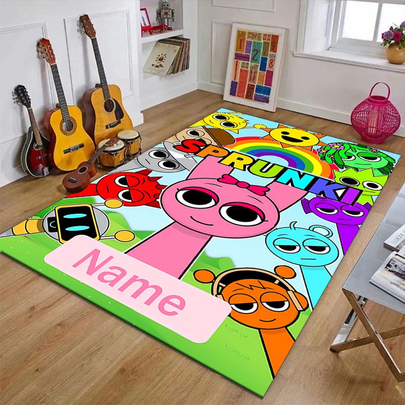 Custom SPRUNKI Mat Personalized Name, Polyester Washable Indoor Entryway Rug, Gift for Christmas, Easter, Thanksgiving Day