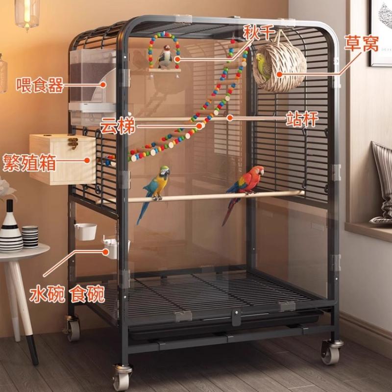 Luxury Bird Cage for Parakeets Cockatiels Lovebirds Premium Parrot Home Spacious Habitat for Indoor Splash-proof Metal Aviary
