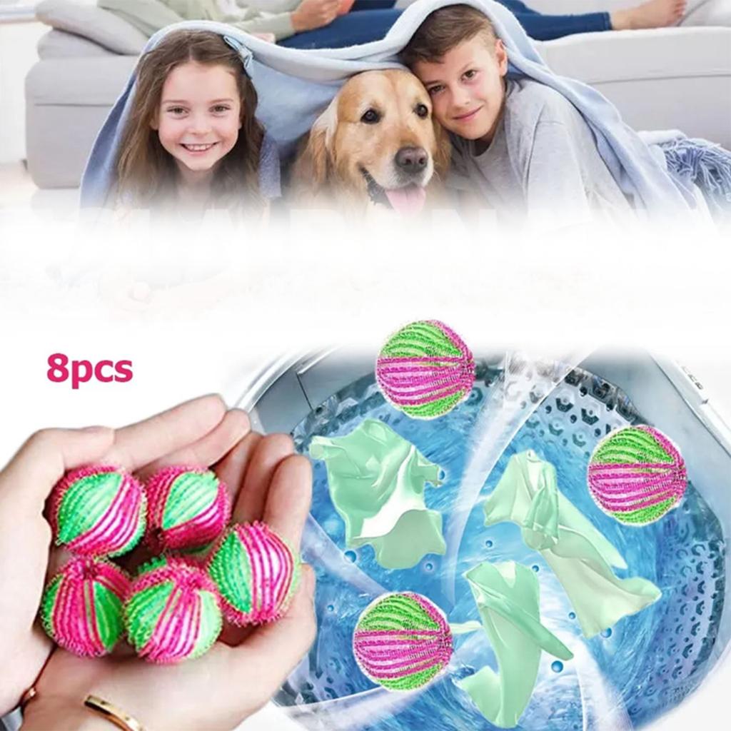 8Pcs Pet Hair Remover Balls Nylon Round Efficient Laundry Lint Remover Balls for Household Laundry