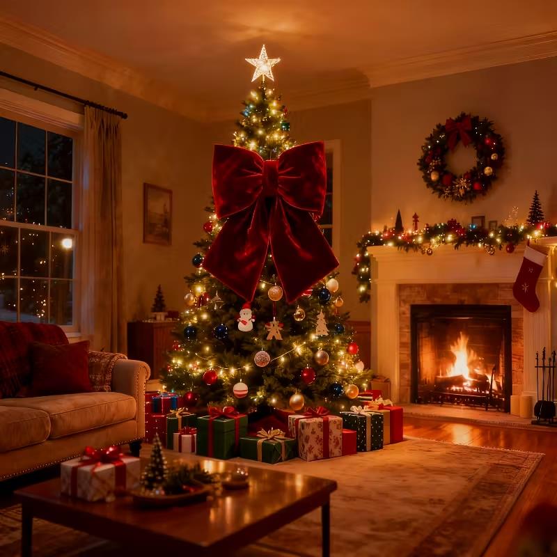 Large Red Velvet Bow Christmas Tree Hanging Pendants  Christmas Party Decoration New Year Holiday Home DIY Ornaments