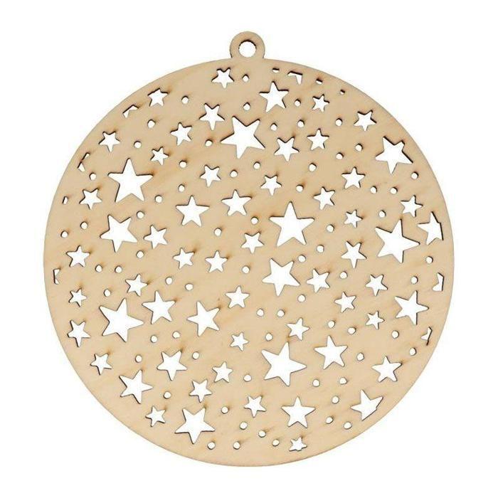 Wooden Medallions - ARTEMIO - Stars - Set of 2 - Christmas Decoration - To Hang