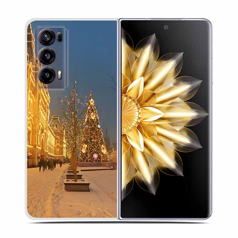For Honor Magic V2 Case VER-AN1 Christmas Cute Clear Hard Plastic PC Back Cover For Huawei Honor Magic V2 5G Coques Cartoon Bags