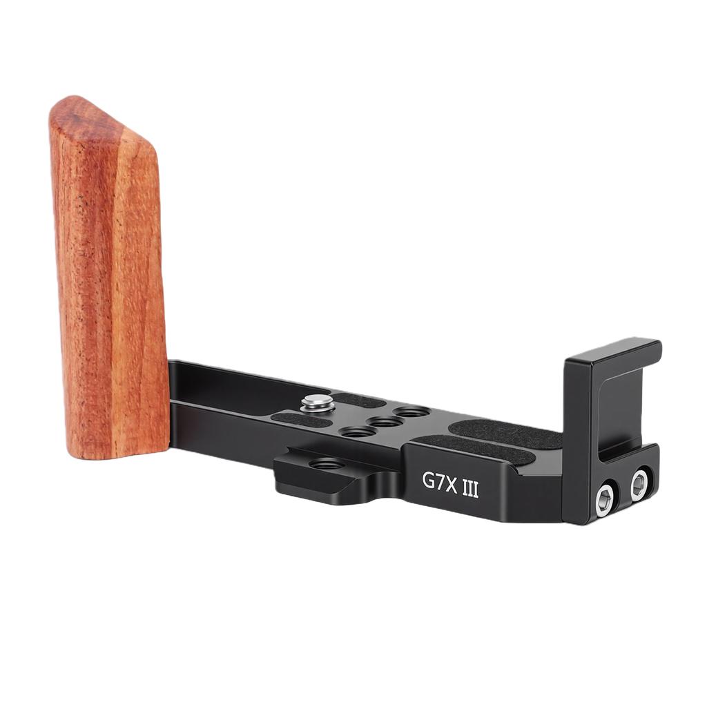 Wooden L Shape Handle Grip Fit for G7XII G7XIII Camera with Quick Release Baseplate Hand Grip Holder