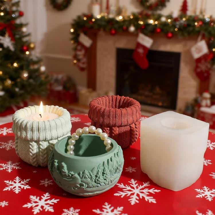 Knitted Texture Silicone Candle Molds Food Grade Silicone Mould For Handmade Candle Cup Soap Chocolate Plant Flowerpot