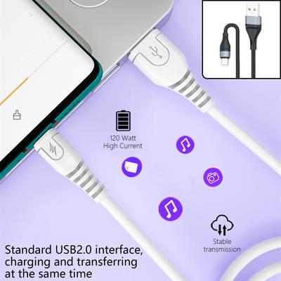 120W Charging Cable USB2.0 Fast Charging Cord Wire for Tablets Phones USB 5Pin/ Type C Quick Charging Data Cable