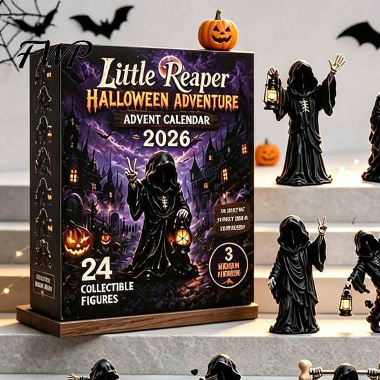 Halloween Party Favors Grim Reaper Advent Calendar 2026, 24-Day Countdown with 24 Trick or Treat Pcs Mini 2D Flat Black Robed Figures for Kids, Adults
