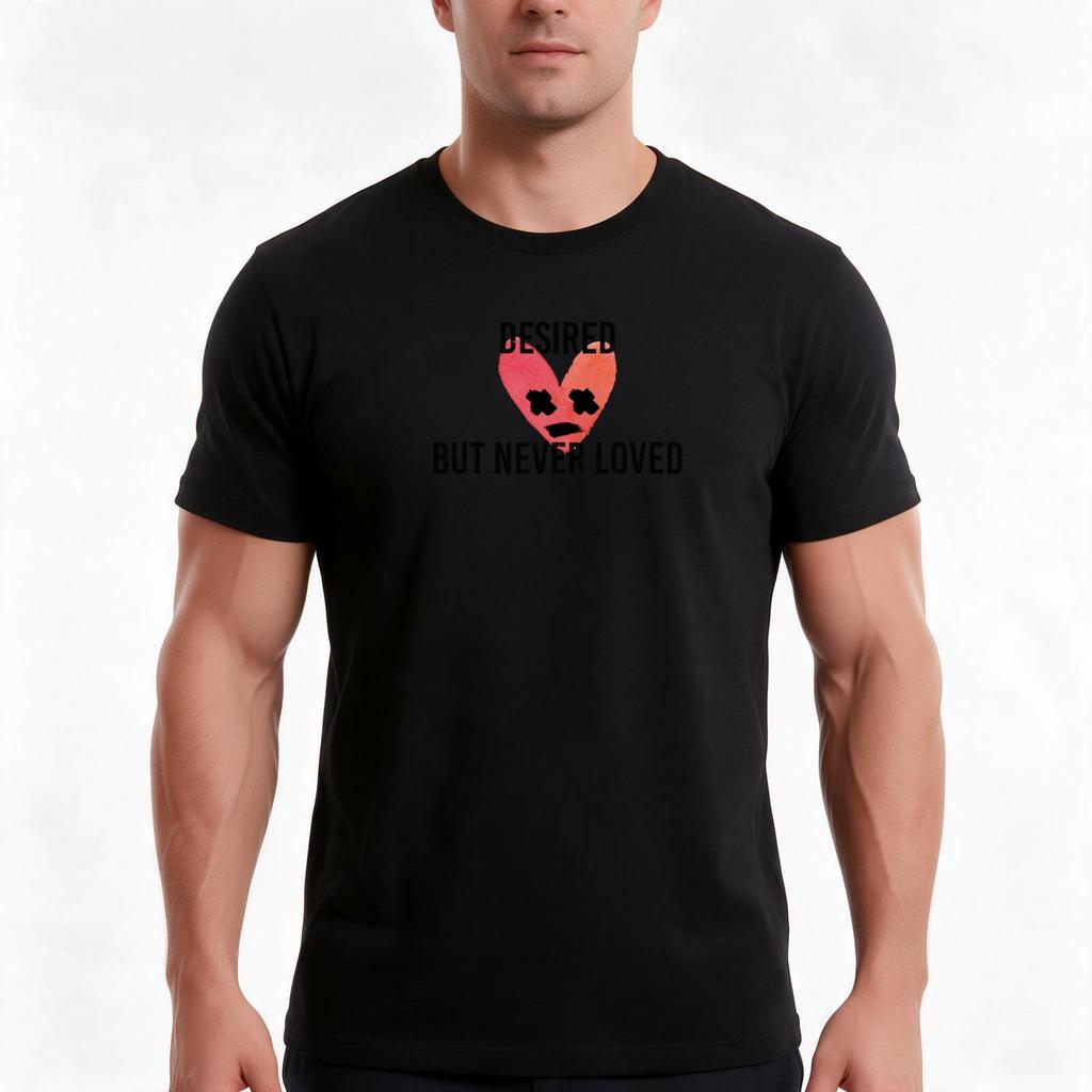 Desired But Never Loved Sad Rounisexce Tshirt Summer Casual Cotton Tee Oversized Streetwear Tops Vintage Graphic Print