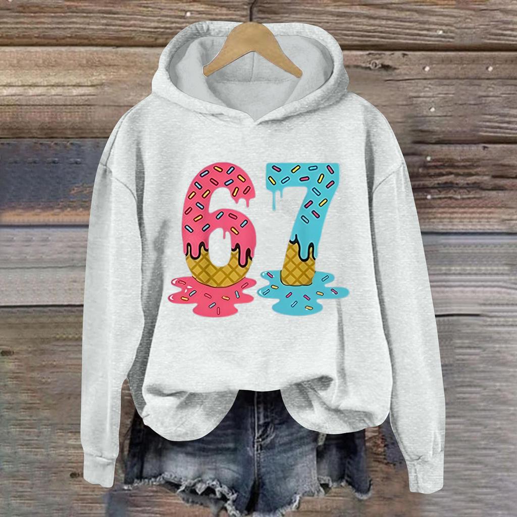 Women's Fashionable Casual Long-Sleeved Printed Hooded Sweatshirt