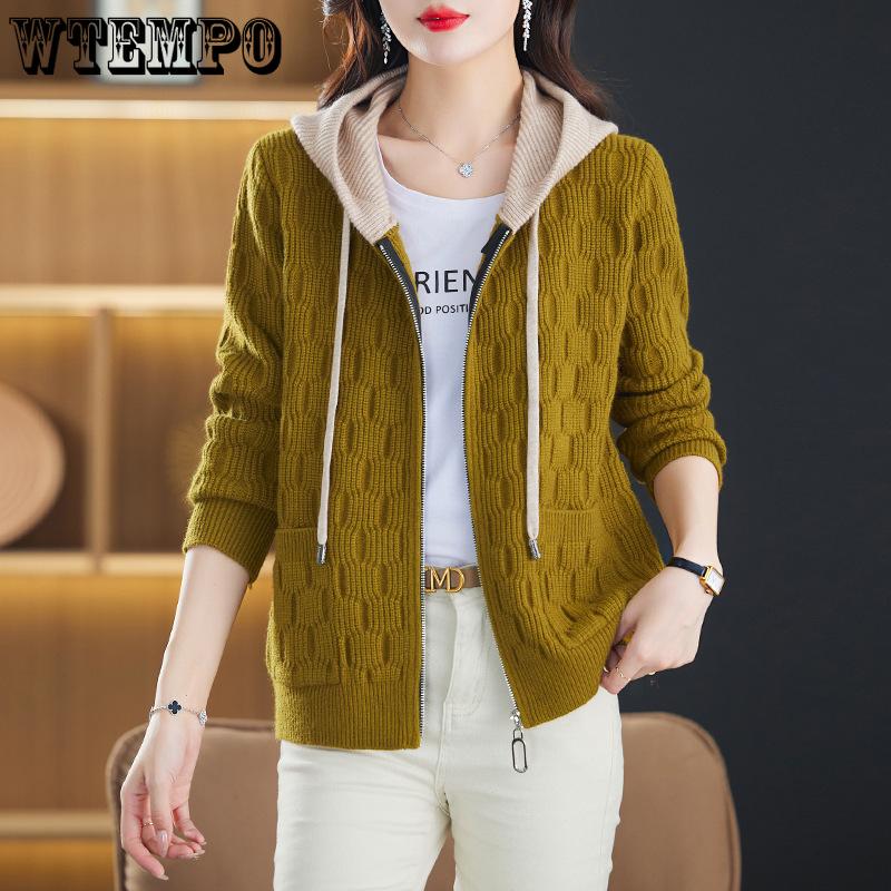 Hooded Sweater Jacket for Women In Spring and Autumn Stylish Spring Zipper Knitted Cardigan