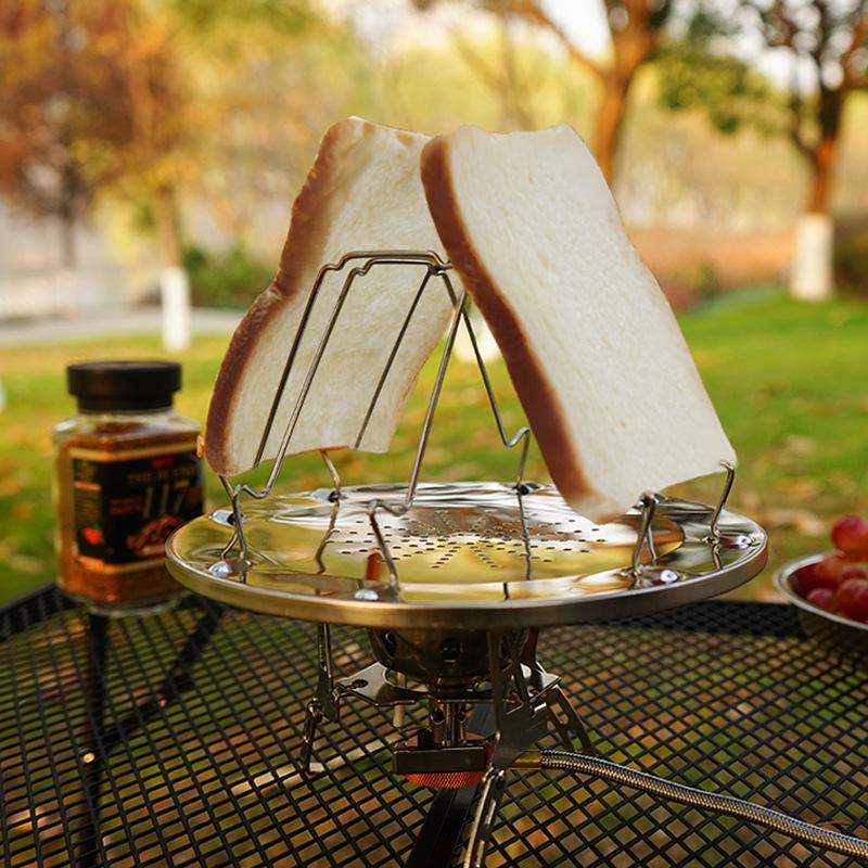 Foldable Stainless Steel 4-Slice Toaster Rack for Outdoor Camping and Picnic Barbecues