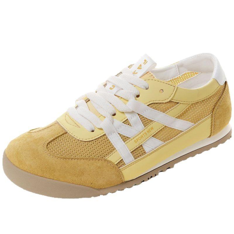 Dexun shoes women's new leather mesh retro sports shoes hollow breathable Forrest Gump shoes flat-bottomed versatile board shoes