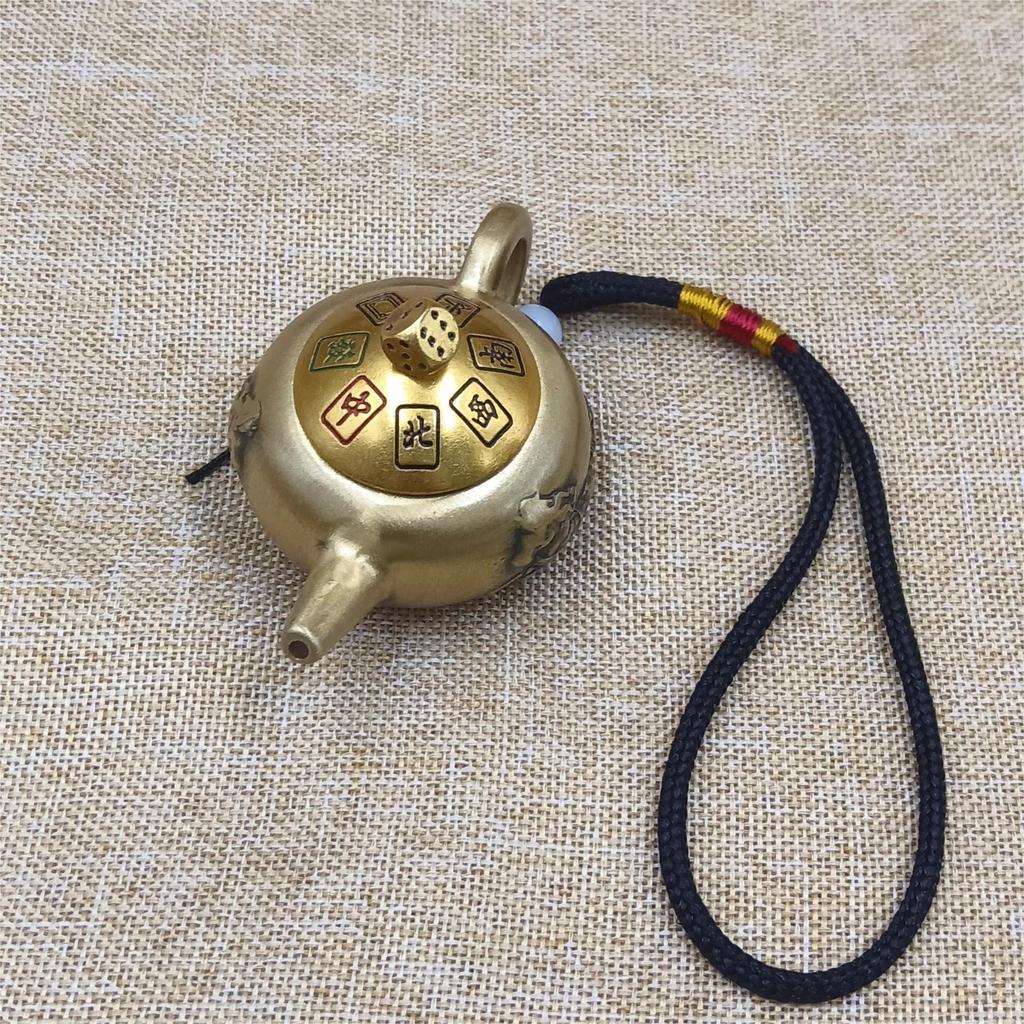 Brass Rotating Small Tea Pet Ornament Mahjong Artifact Copper Teapot Handle
