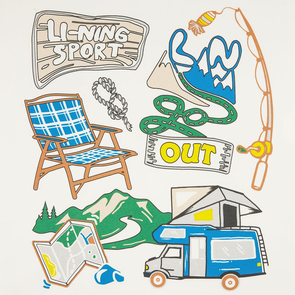 Li Ning Sports Lifestyle Series Loose Fit Round Neck Graphic Print Couple Sweatshirt Unisex sweatshirt AWDW377-4