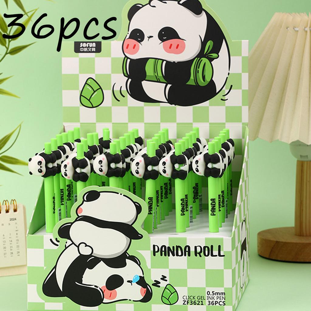 36pcs Panda Soft Rubber Panda Press Neutral Pen 0.5mm Mechanical Student Cartoon Prize Pen Stationery Neutral Pen Student Stationery Writing Pen
