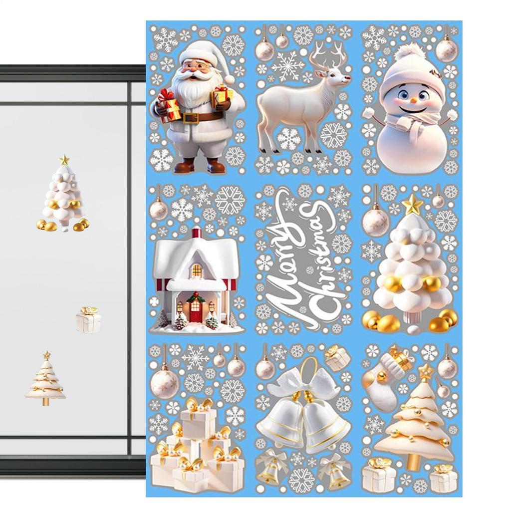 Christmas Decals Santa Claus Waterproof Home Decor Cartoon Window Stickers Christmas Clings for Party Holiday Winter Glass Wall