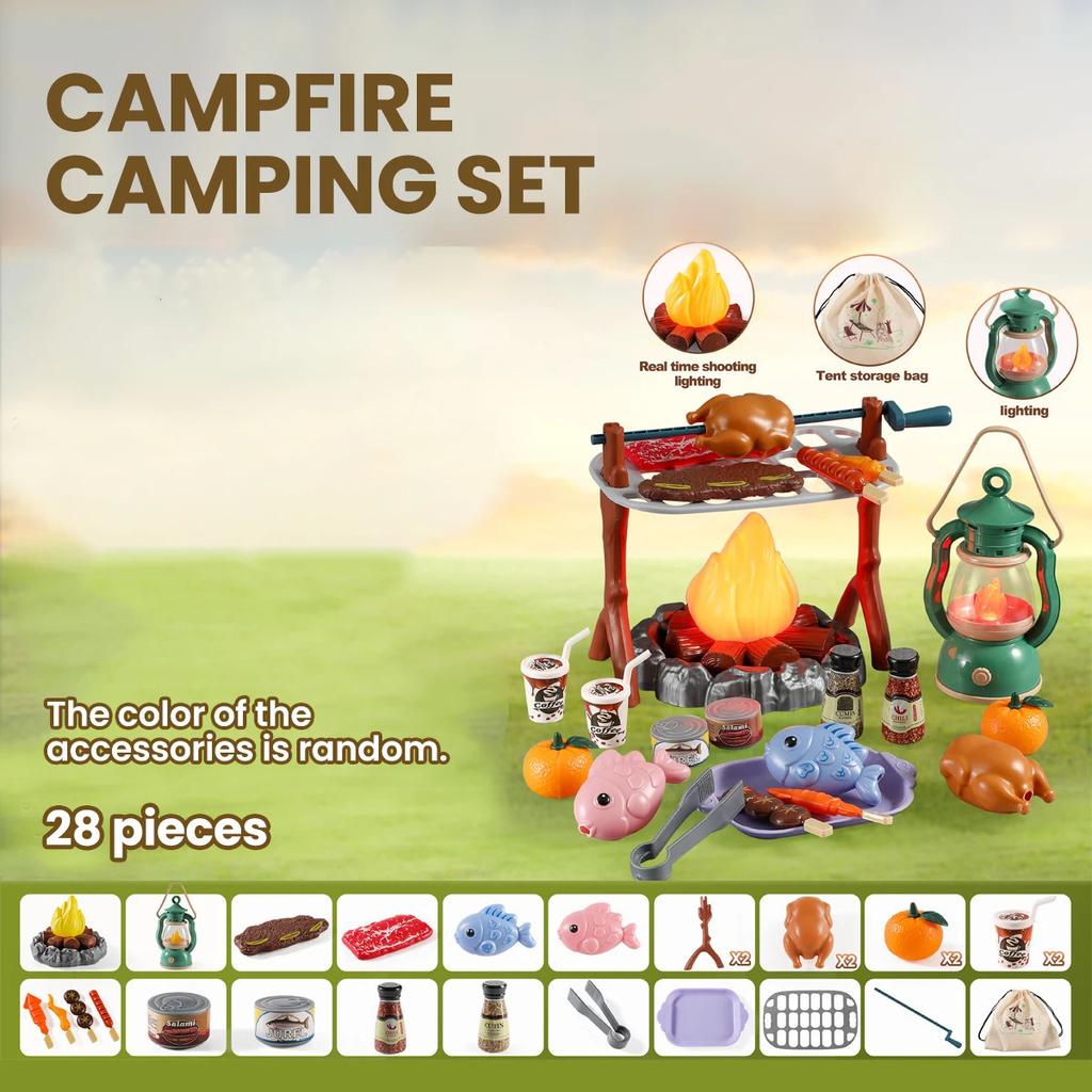 Kids Camping Tent Set Baby Playground Miniature Foods Children's Tent House Indoor Outdoor Parent-Child Interactive Game Toys