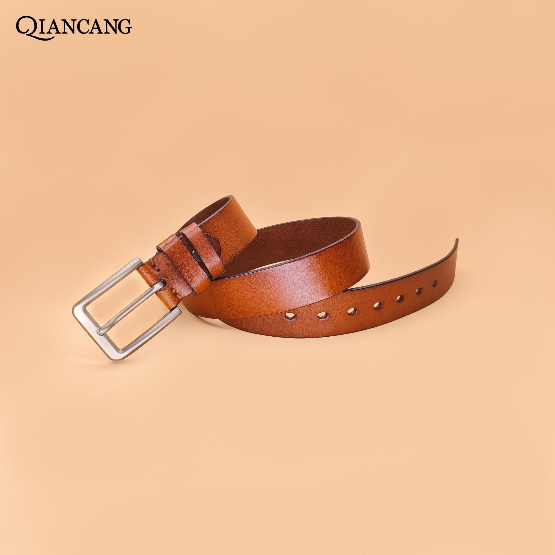 

Ремень из коровьей кожи первого слоя Tree Paste, простой мужской повседневный универсальный кожаный ремень 110cm-125cm верблюд