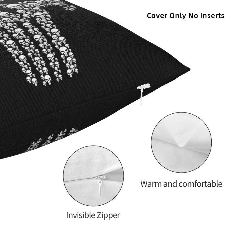 Custom Marvel Super Hero Punisher Skull Cushion Cover 40x40cm Comics Film Velvet Cute Throw Pillow Case for Sofa