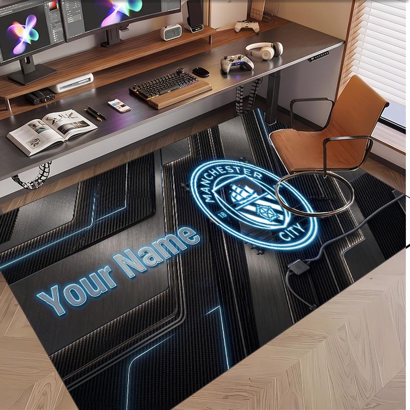 Personalized Crystal Velvet Carpet Manchester City Pattern Non Slip Floor Rug