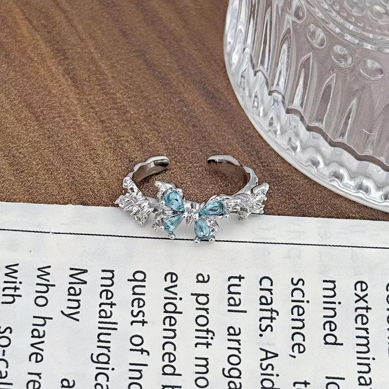 Super Fairy Light Luxury High-End Purple Zircon Row Diamond Flower Opening Ring Niche Full Of Diamonds Sweet And Cool Personality Ring Woman