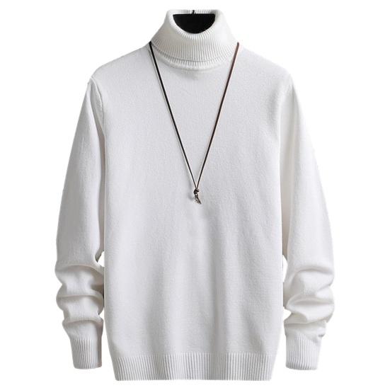 Pánské podzimní zima zapínání svetr rolák s dlouhým rukávem jednobarevné úpletové topy Slim Fit svetr se zesílenou fleecovou podšívkou