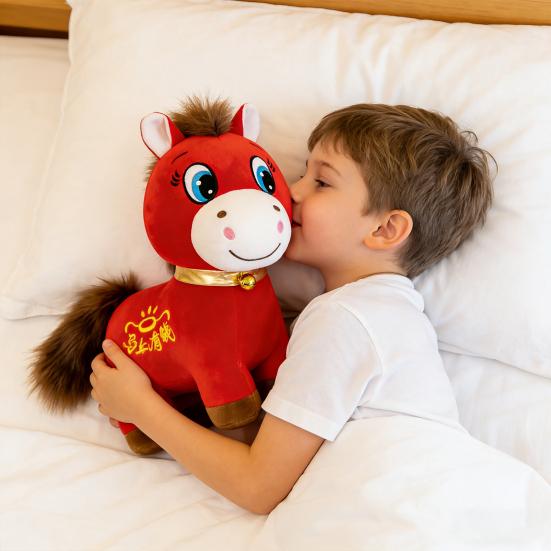 2026 Jahr des Pferdes Plüschtier Glückliches Pferde-Maskottchen für das Mondneujahr Weiches Kuscheltier zur Dekoration Symbol für Glück und Feierlichkeiten