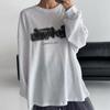 New Arrivals Open Run Women Oversized Long Sleeve T shirT Fall Round Neck prinT