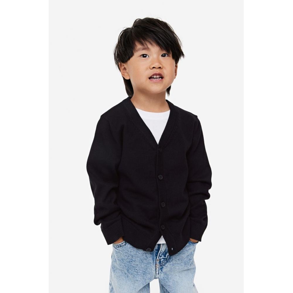 

H M cotton fine knit cardigan black