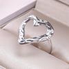 Adjustable Heart Shaped Rings Jewelry Stainless Steel Sweetheart Rings Open Adjustable Rings Jewelry for Fashionistas