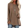 Yousheng Women Tops Round Neck Long Sleeve Loose Fit Solid Color Tunic Top Casual Shirt with Hip Coverage Length